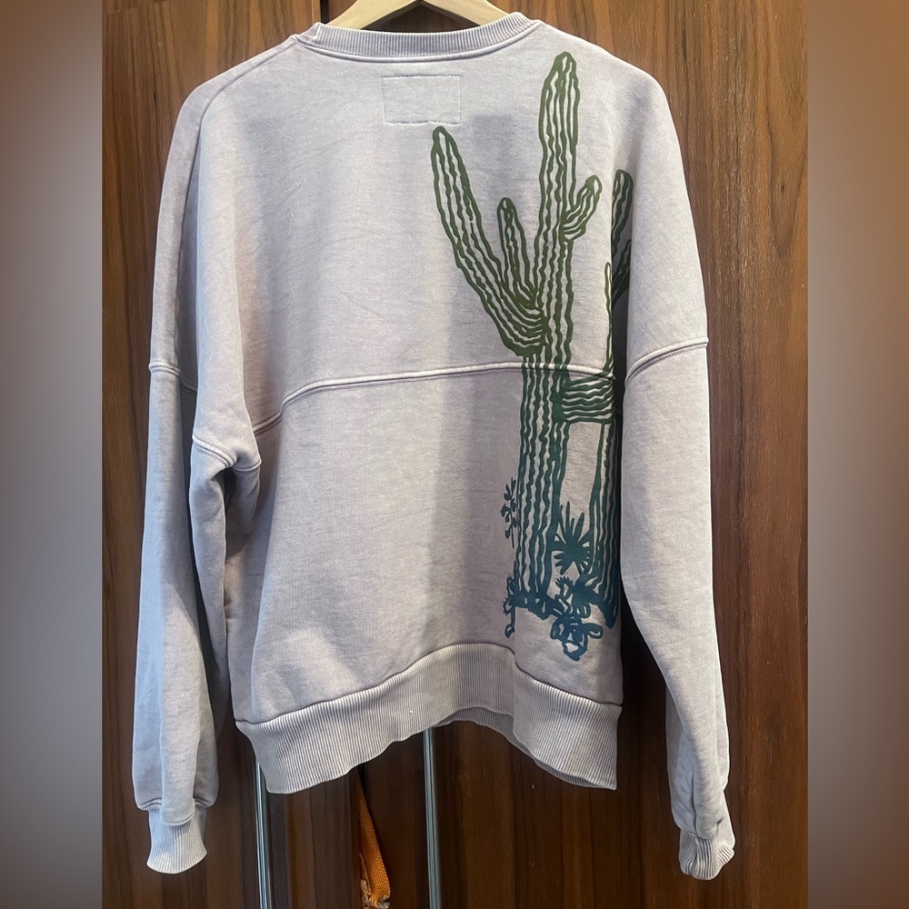 Lilac Sweatshirt with Cactus and Bird Design - Picture 2 of 3